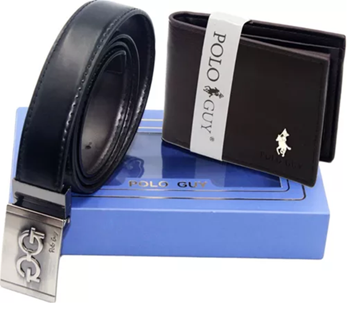 Set De Cartera Y Cinturon Doble Vista Caballero 15 Polo Guy