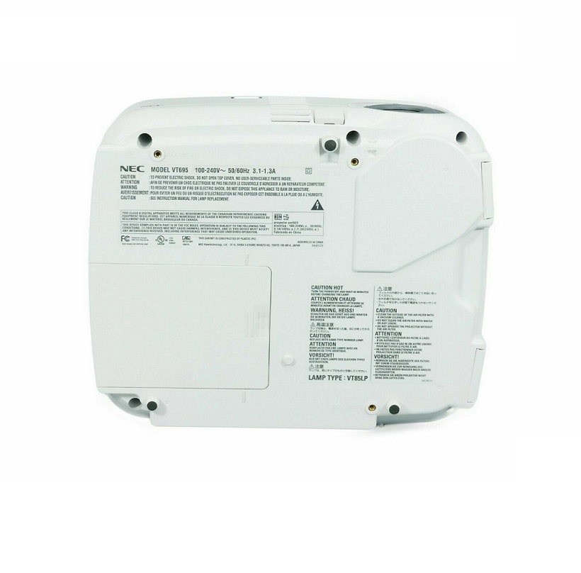 Proyector Nec VT695- 2500 Lúmenes- XGA- (1024 x 768)- VGA- DVI- Equipo Clase A, Reacondicionado.