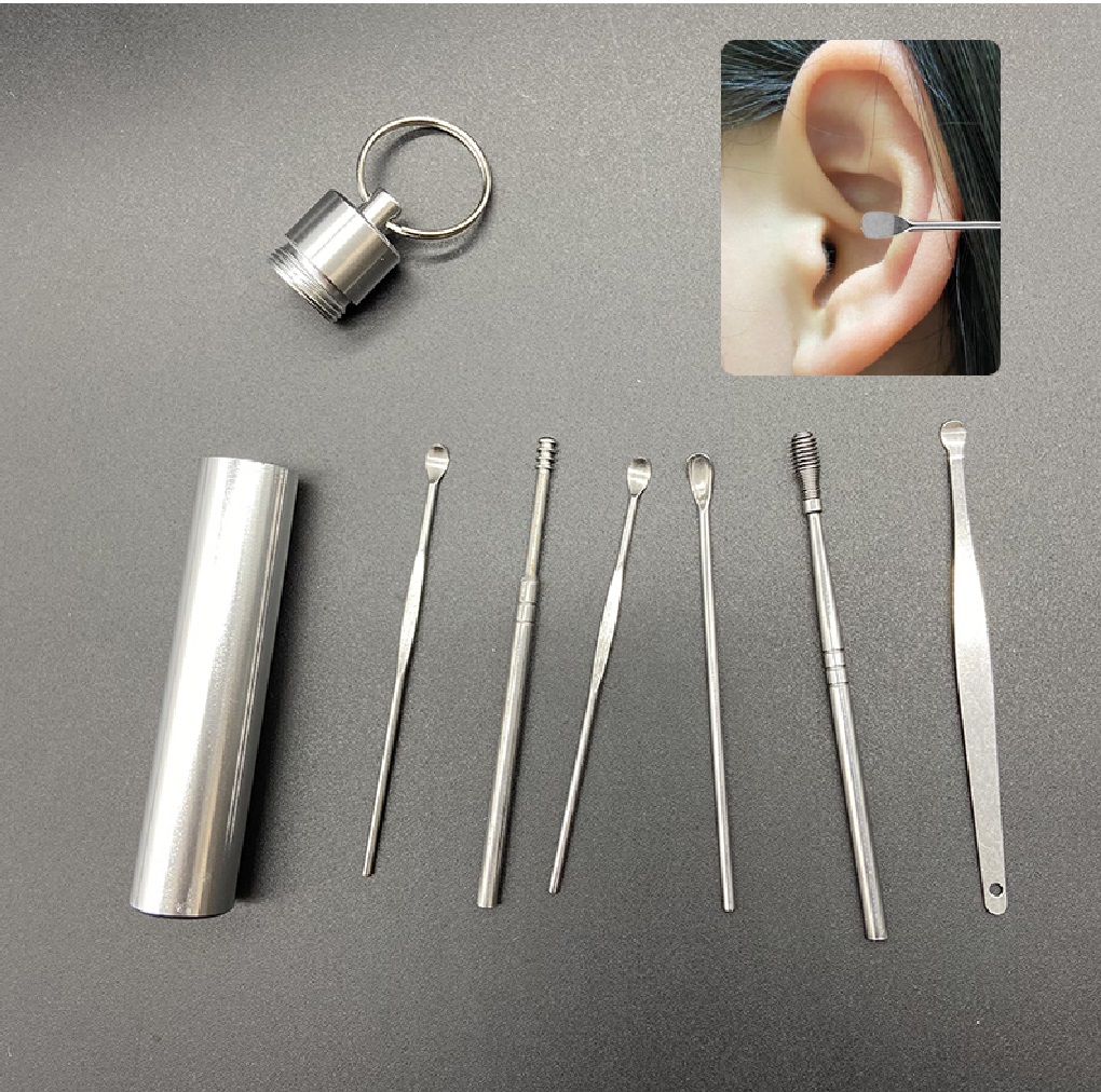 Cotonete hisopos Recogedores de cera acero inoxidable oídos limpiador cuchara ecológicos plata
