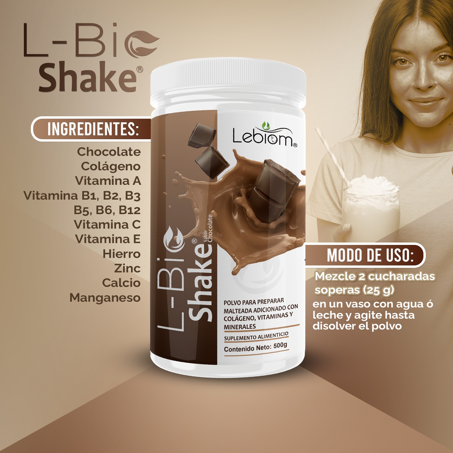 Malteada de Chocolate, proteina,control de peso 500g Shack 