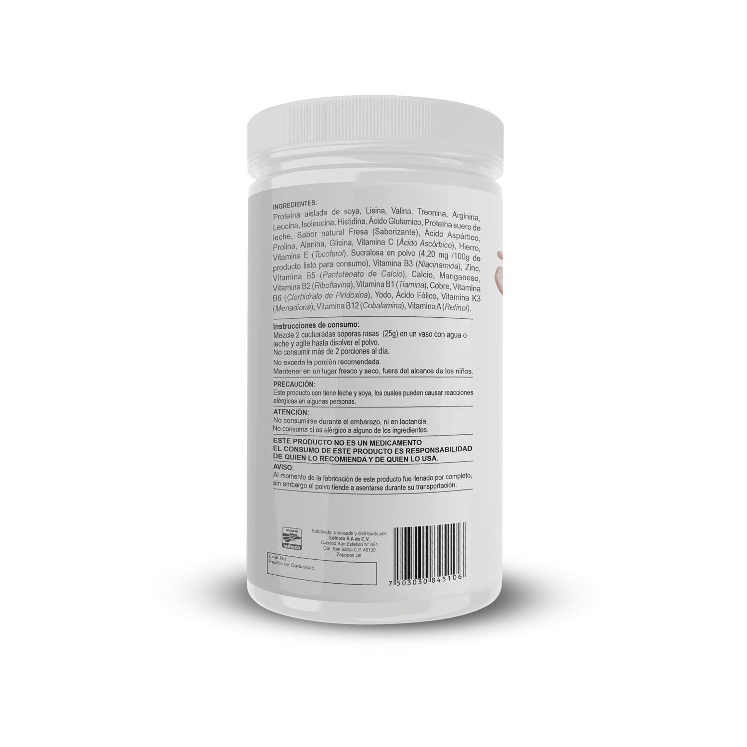 Malteada de fresa, proteina,control de peso 500g Shack 