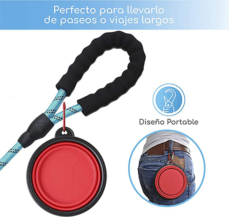Plato Portátil Perro Plegable Silicon Mascotas  Gatos 19 Cm