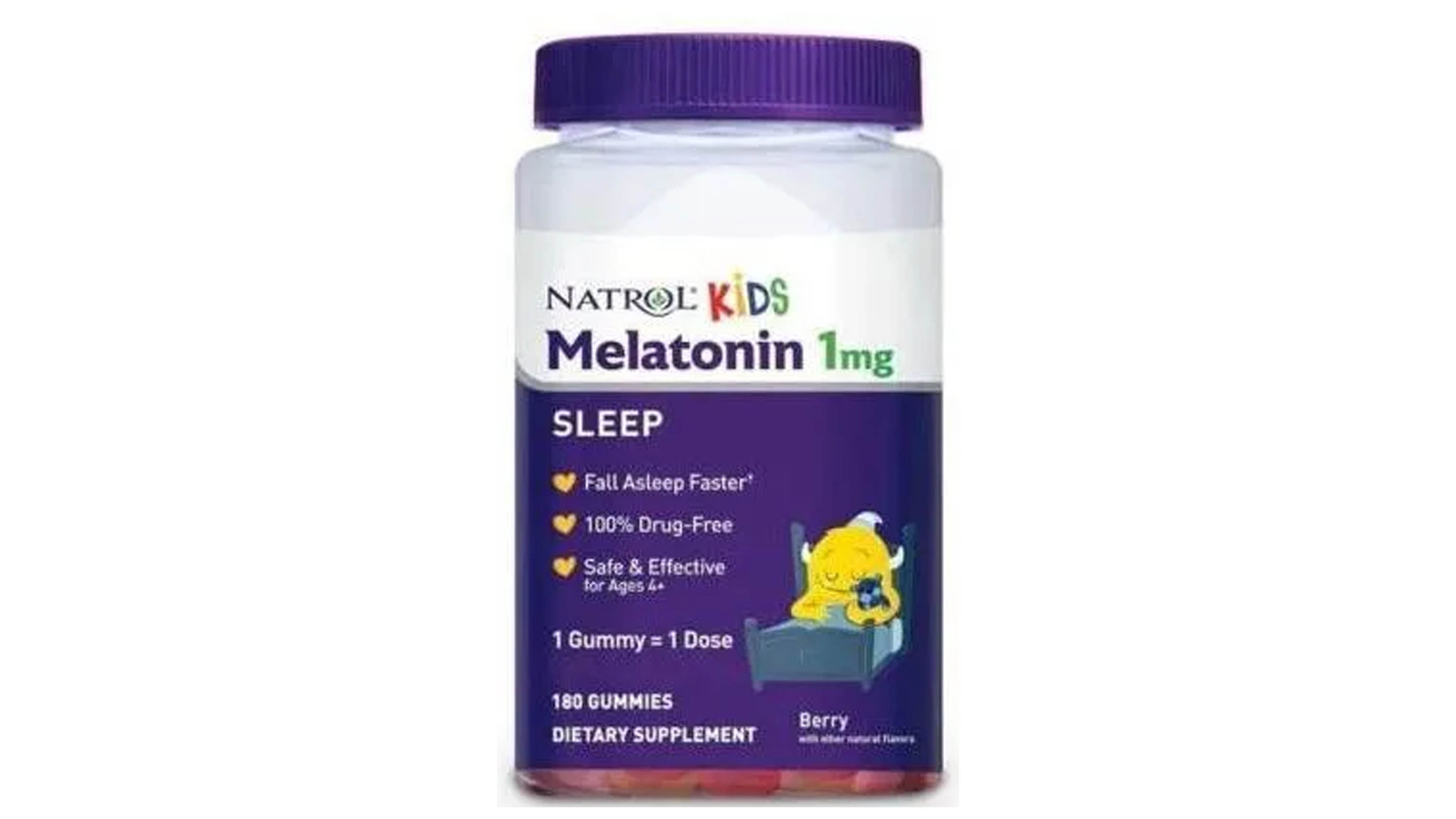 Melatonina 1mg Kids Natrol Niños Duerme Rapido Profundo 180 Gomitas sabor frutas