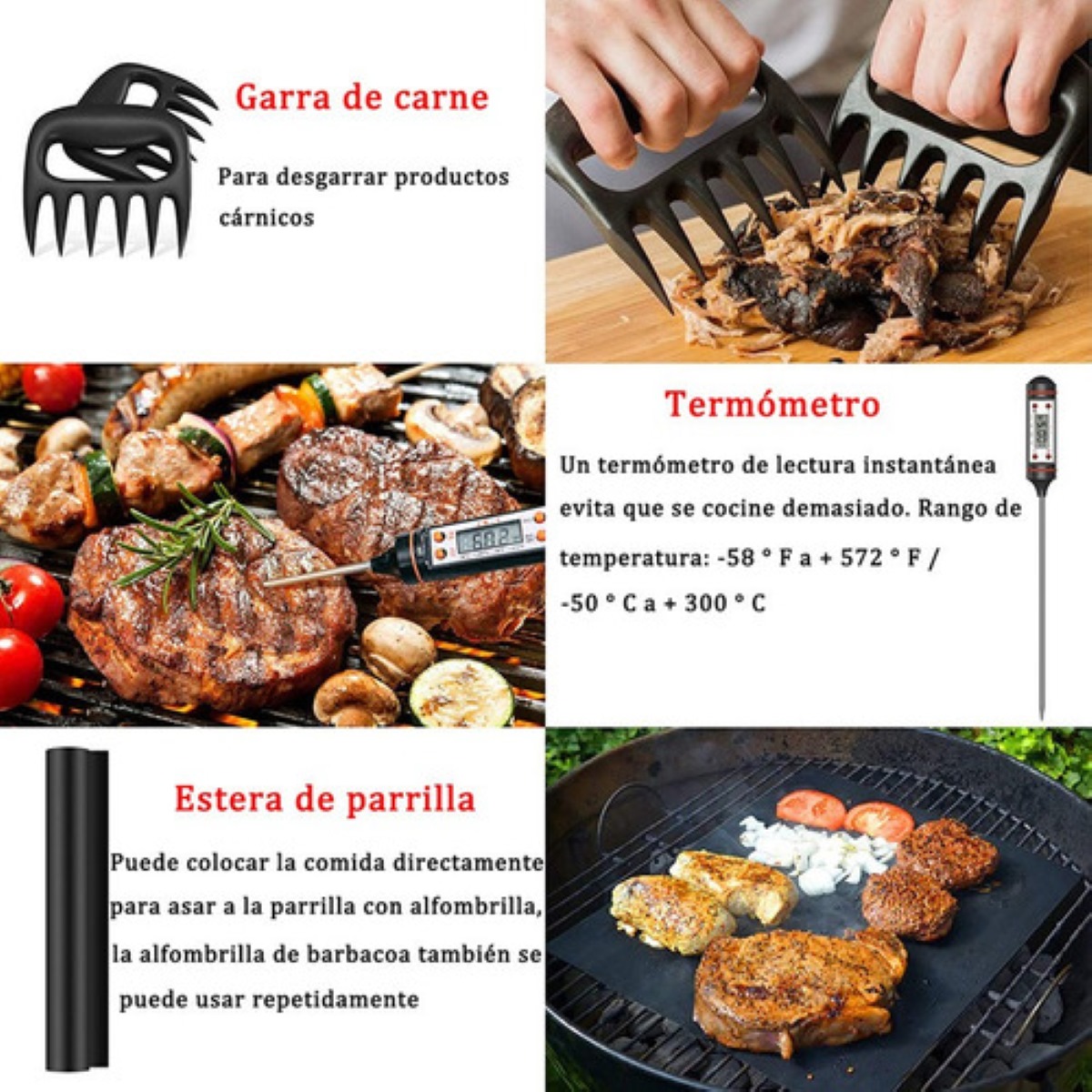 Kit Utensilios Para Parrilla Negro