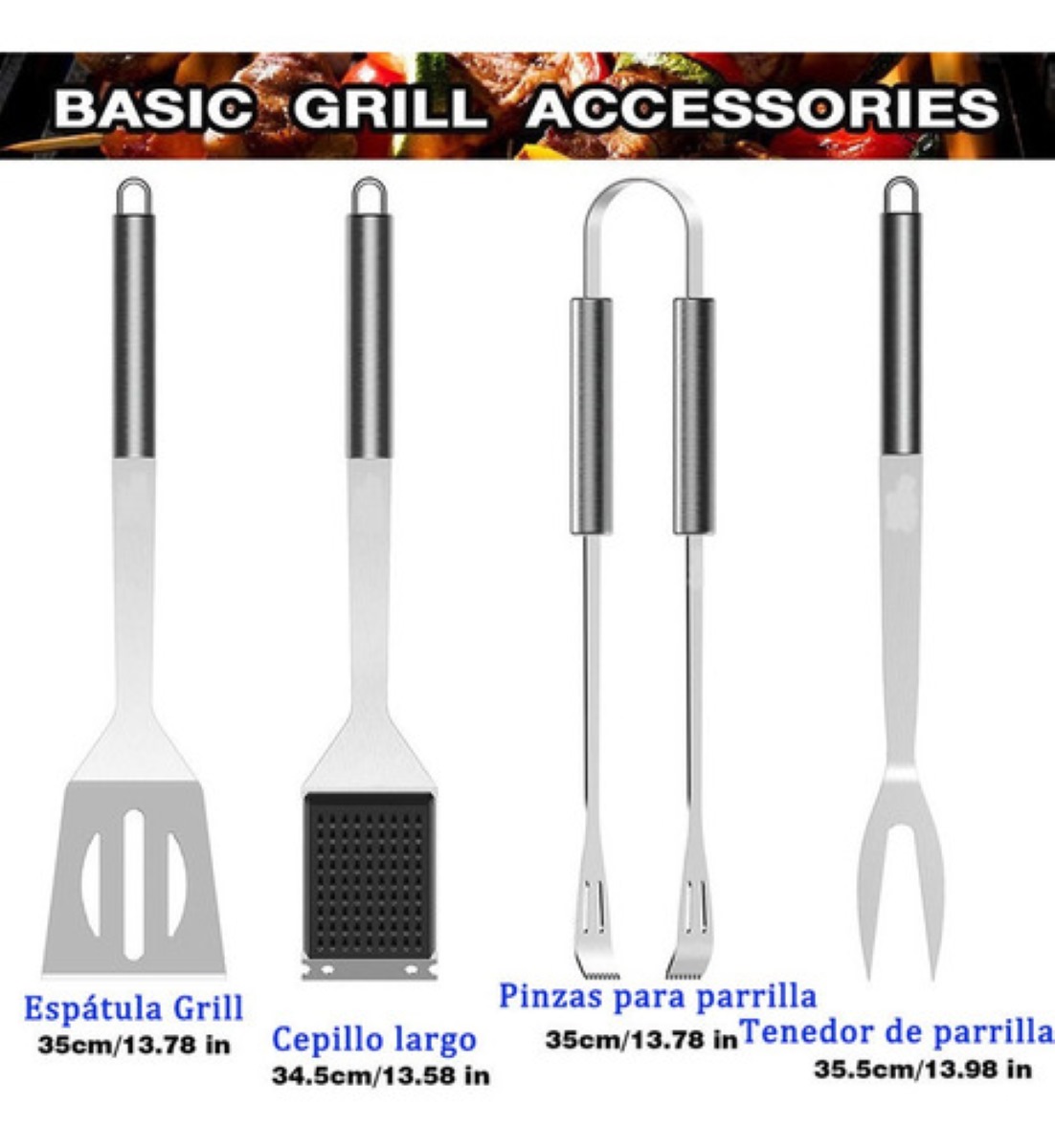 Kit Utensilios Para Parrilla Negro