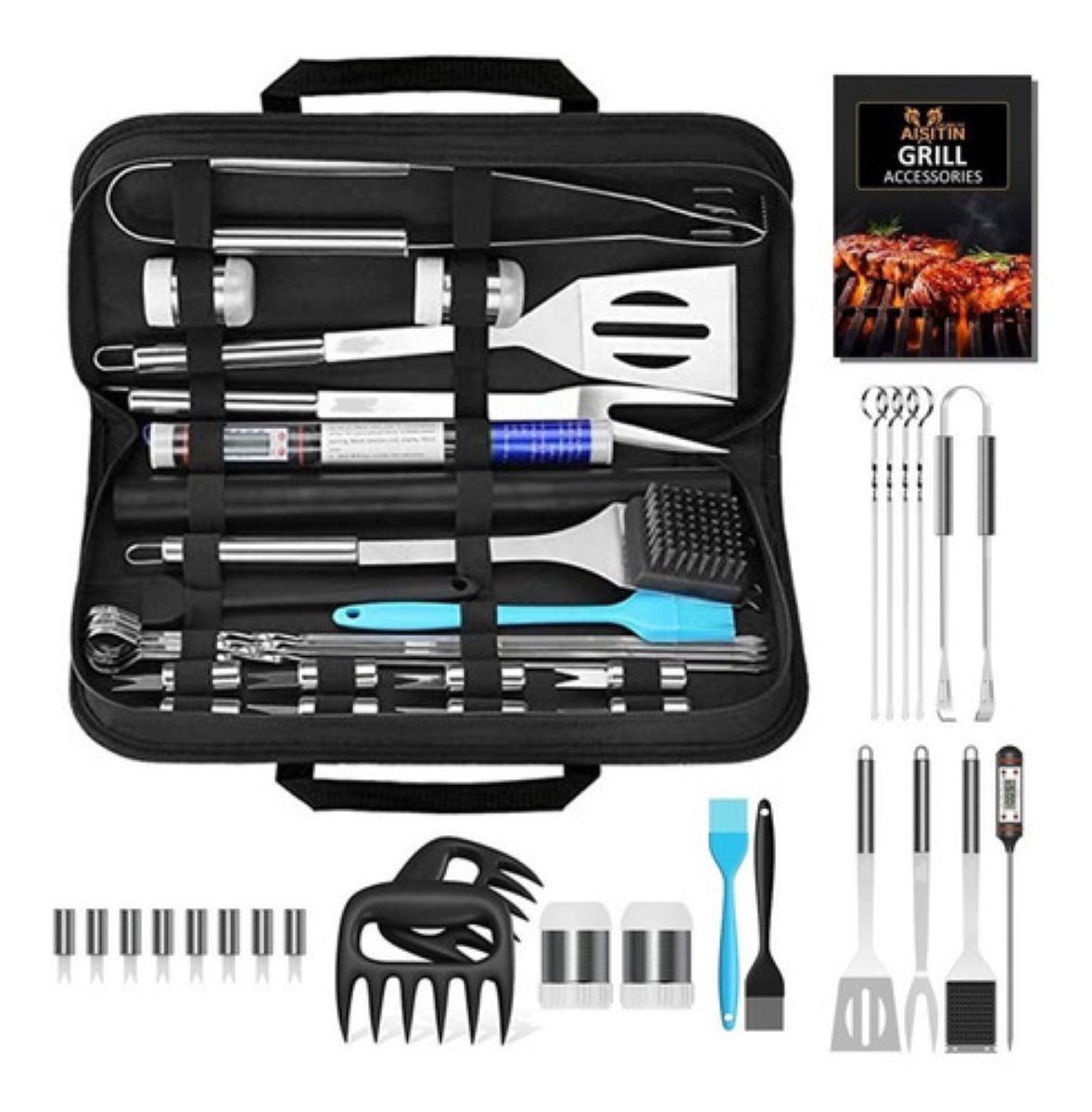 Kit Utensilios Para Parrilla Negro