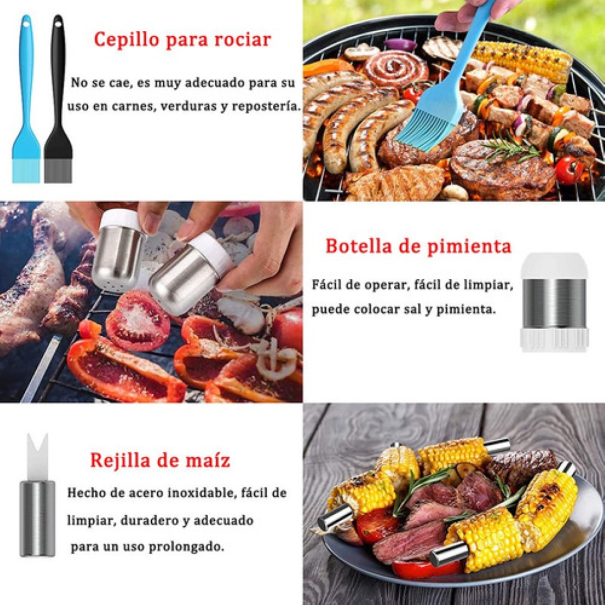 Kit Utensilios Para Parrilla Negro