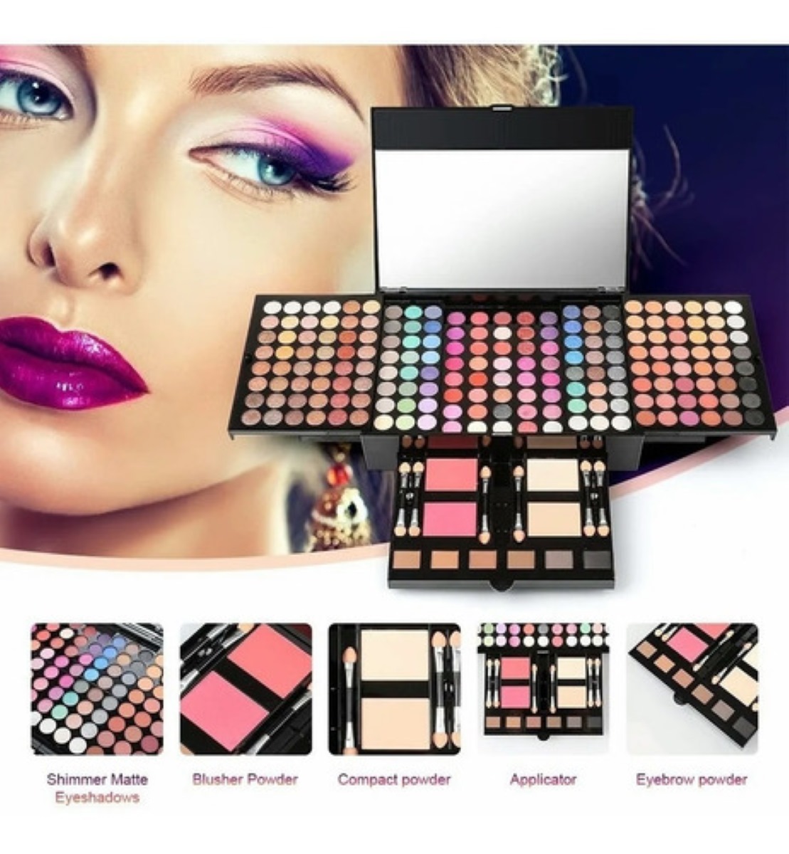 Paleta De Sombras De Ojos, 194 Colores Negro