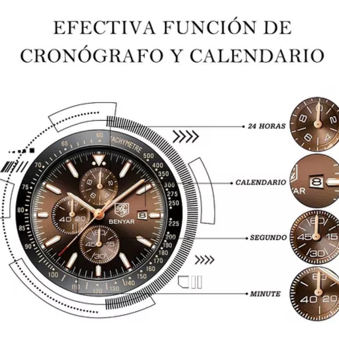 BENYAR Relojes Hombre Relojes de Pulsera Cronografo Diseñador