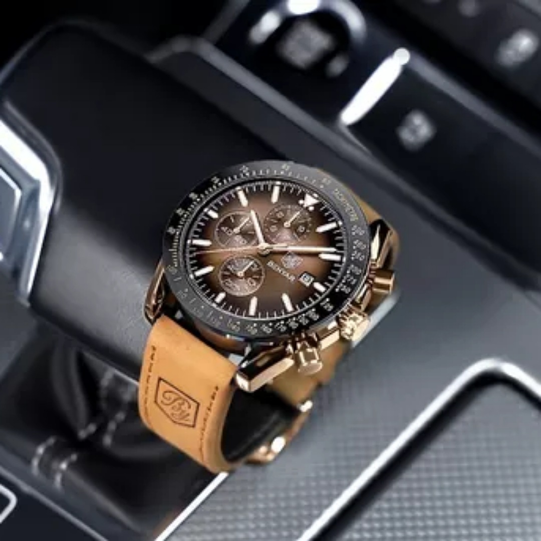Reloj Benyar De Cuero Casual Para Hombre Con Cronógrafo