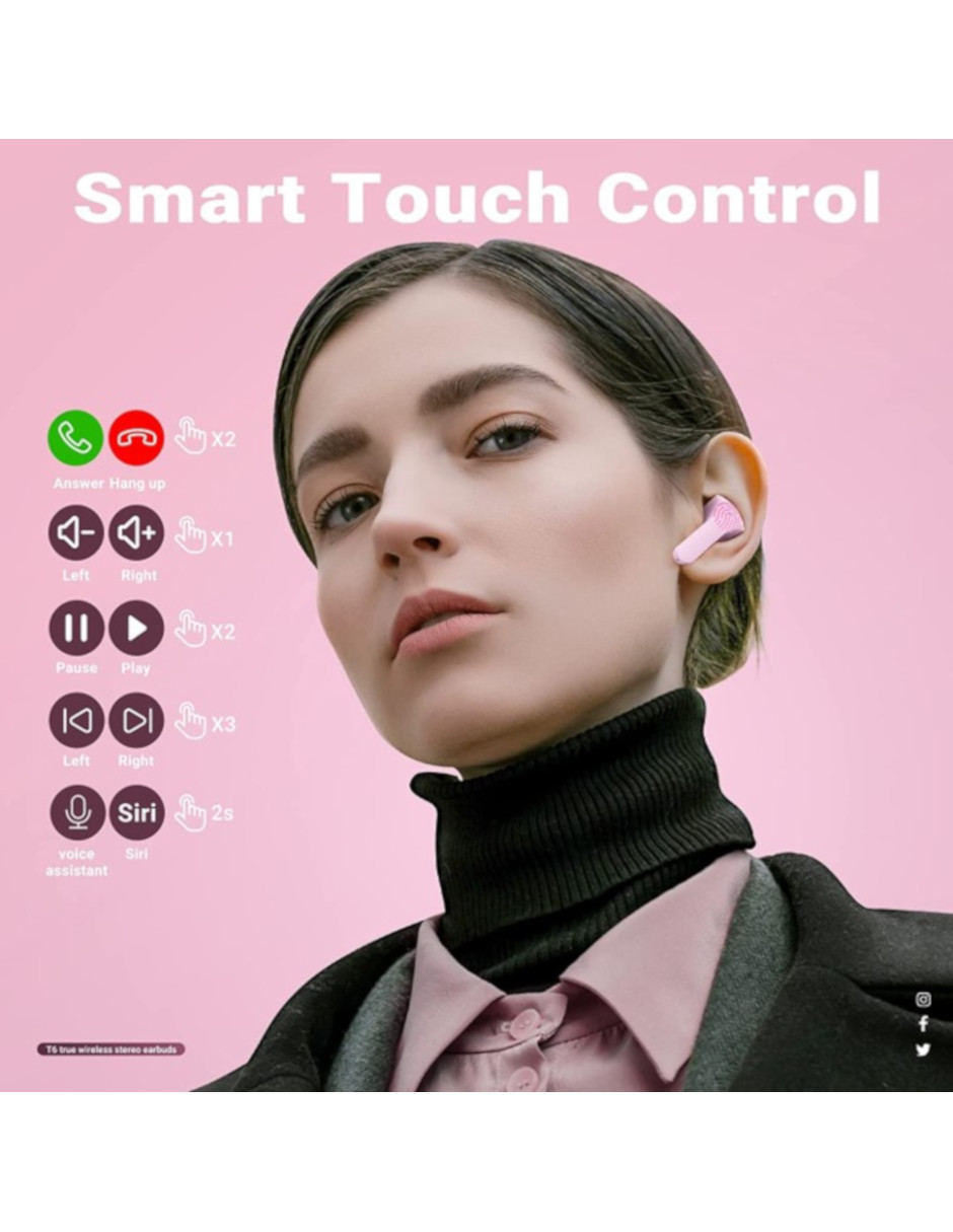 Audifonos Inalámbricos Petukita Box Pantalla Digital + caja de carga Color Rosa