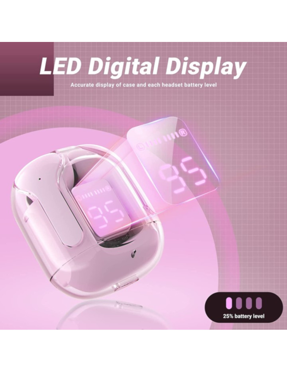 Audifonos Inalámbricos Petukita Box Pantalla Digital + caja de carga Color Rosa
