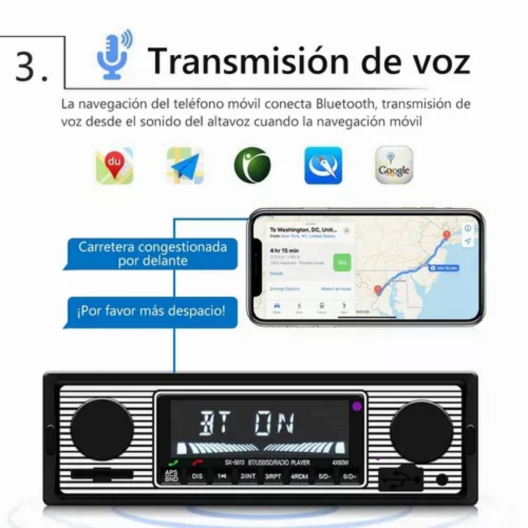 Auto Estereo Bluetooth Manos Libres Música Sin Pérdidas Usb