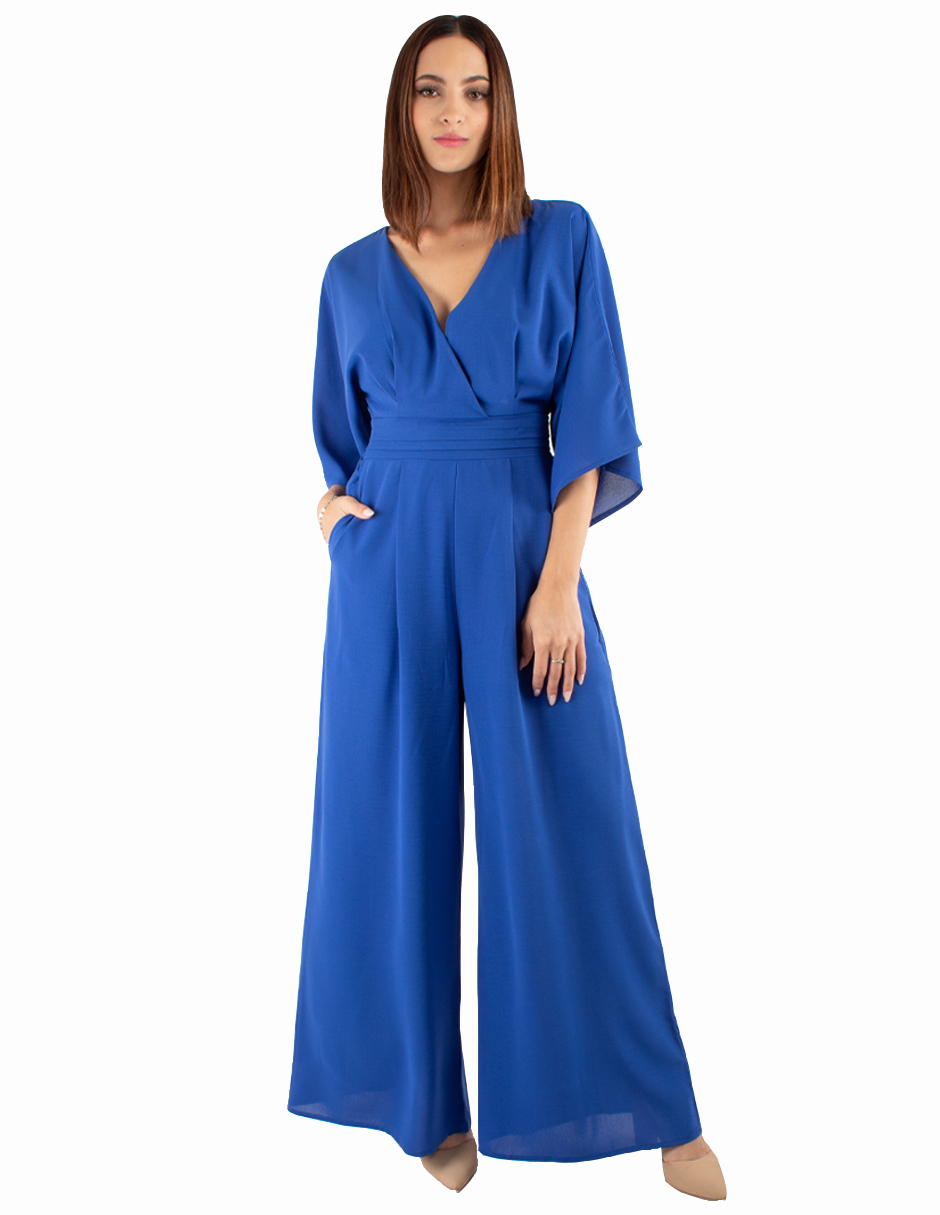 Jumpsuit pantalón amplio con manga amplia 
