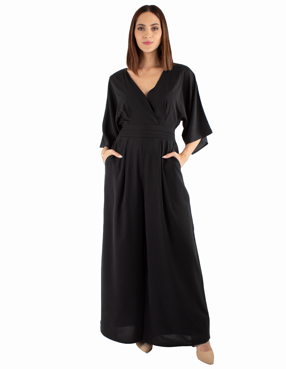 Jumpsuit pantalón amplio con manga amplia 