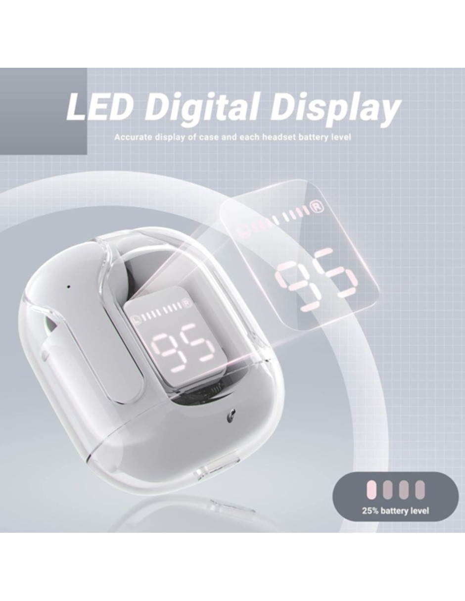 Audifonos Inalámbricos Petukita Box T6 Pantalla Digital Color Gris