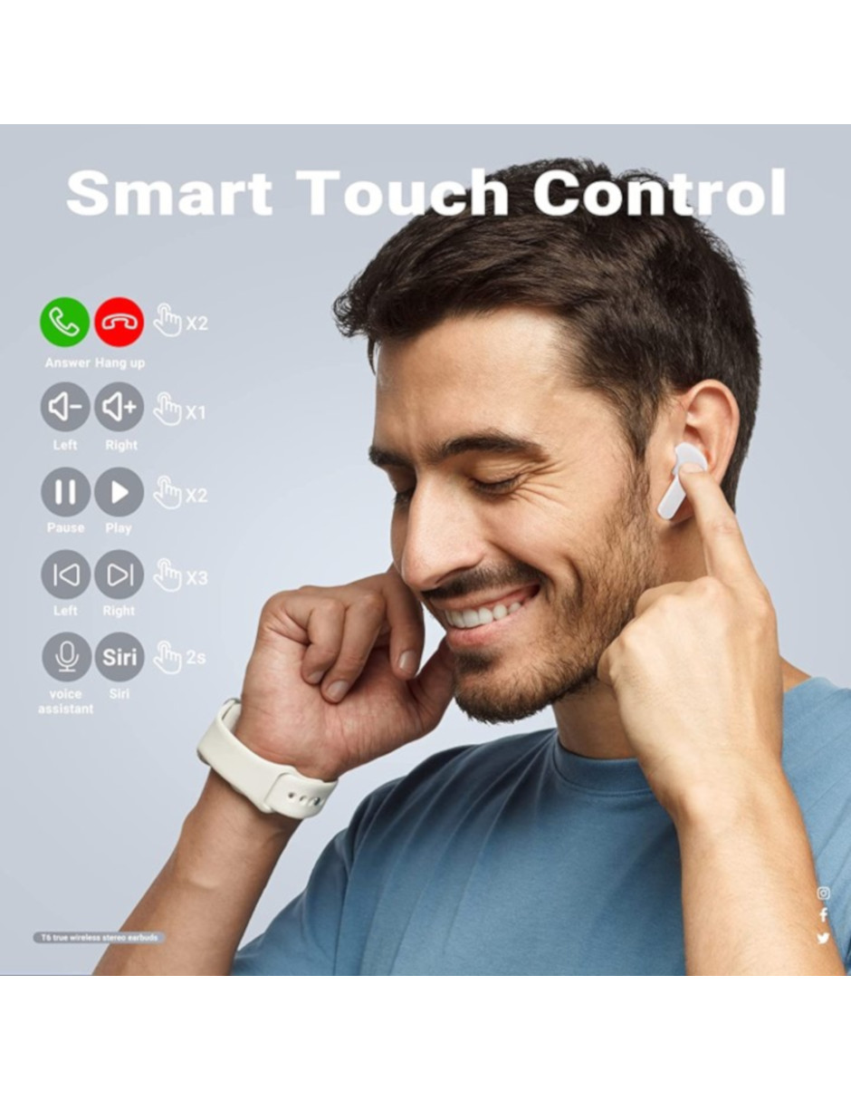 Audifonos Inalámbricos Petukita Box T6 Pantalla Digital Color Gris