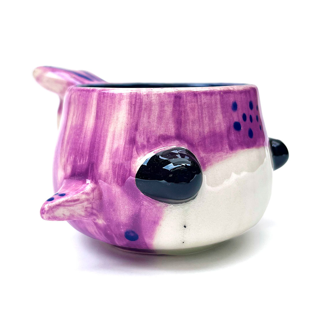 Taza de Ballena Saturno Color Morado Agua Clara marca mexicana productos 100% artesanales