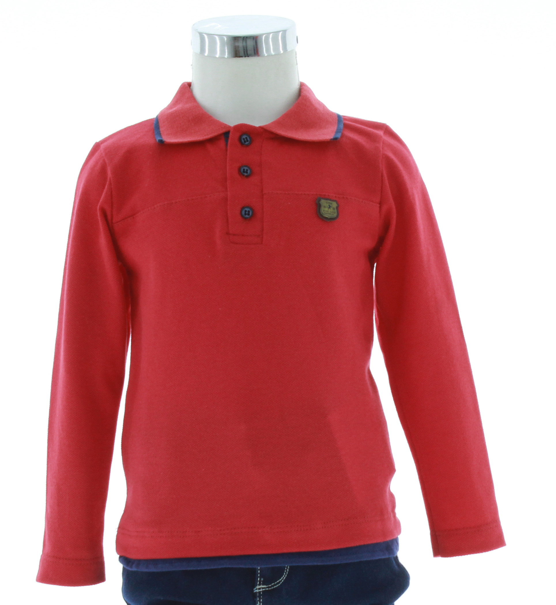 Playera Niño Rojo Polo Manga Larga Bebe 3315 1 a 5 Años.