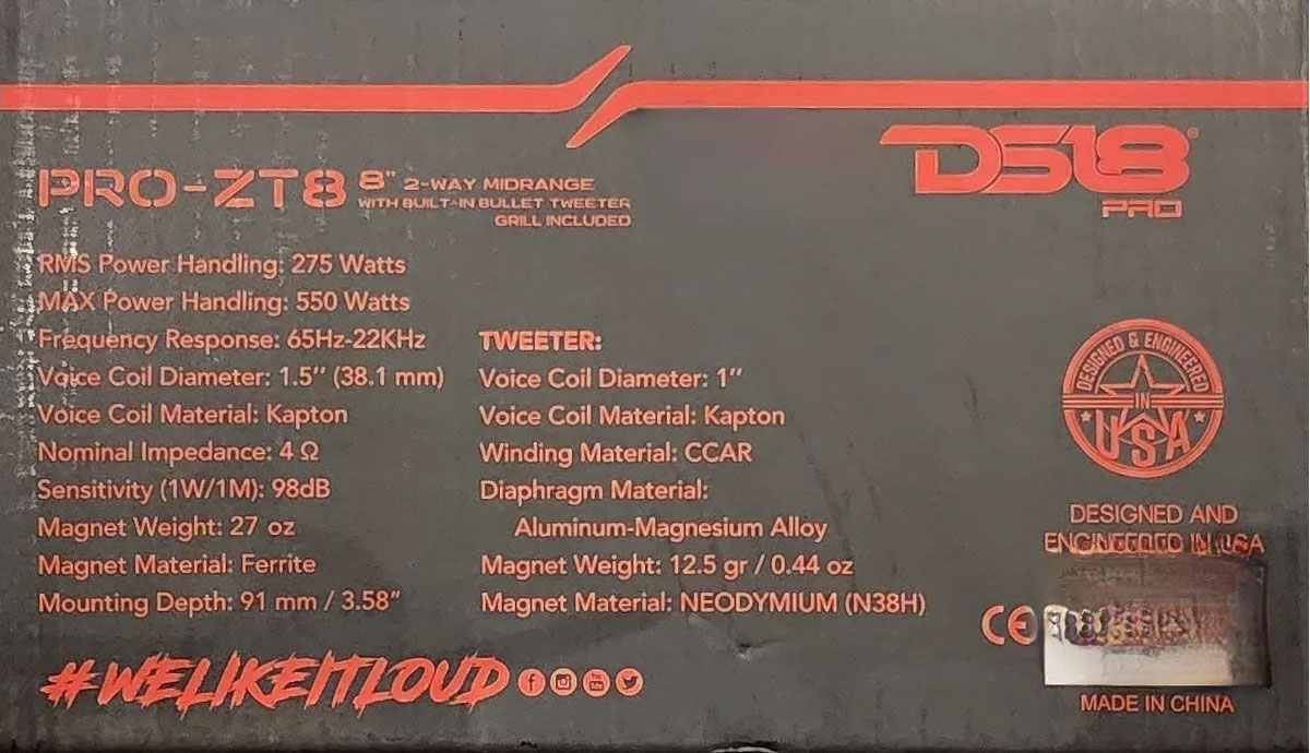 Par De Bocinas Ds18 De Rango Medio De Audio Pro-zt8 Calidad