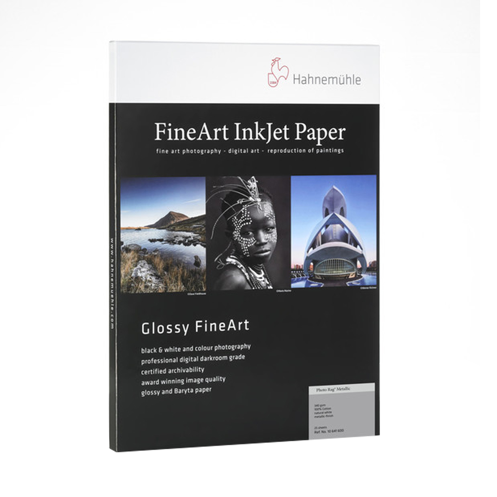 Papel Hahnemühle 10641761 Photo Rag® Metallic Caja con 25 Hojas A3+ Blanco