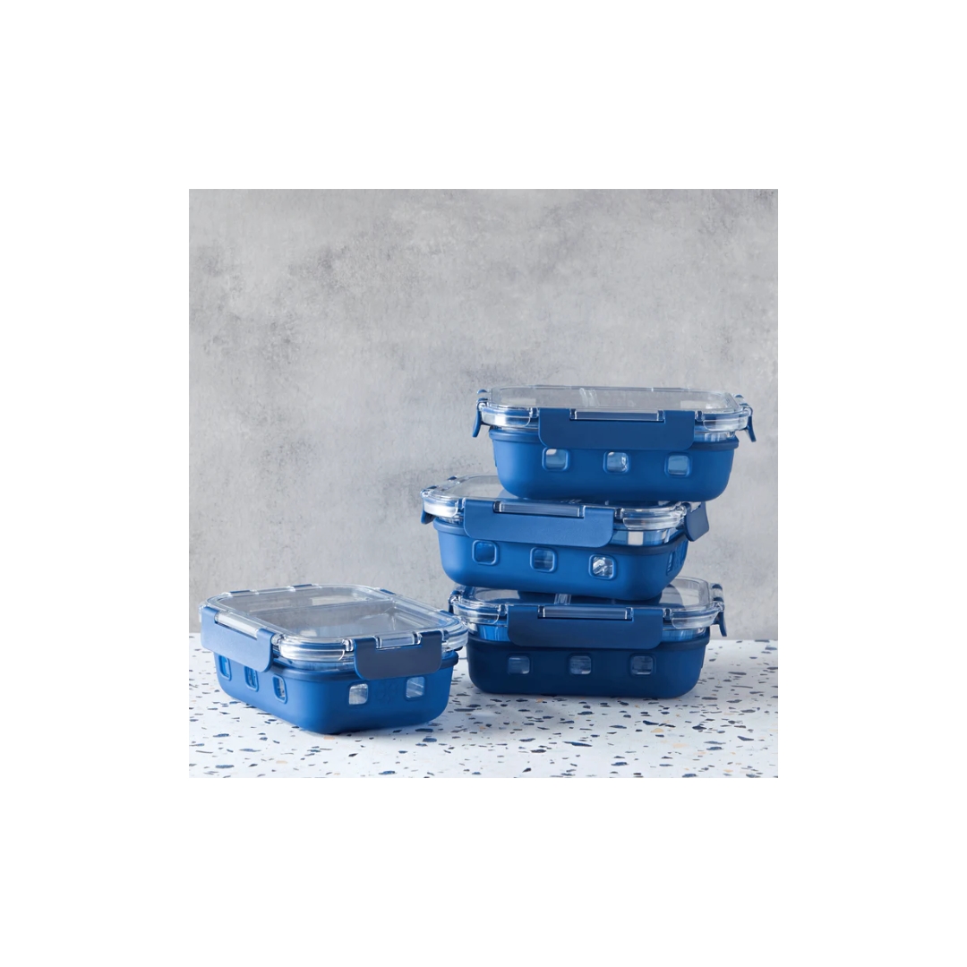 Set 6 Contenedores Art&Cook Vidrio y Silicona con Tapa Hemética 638ml