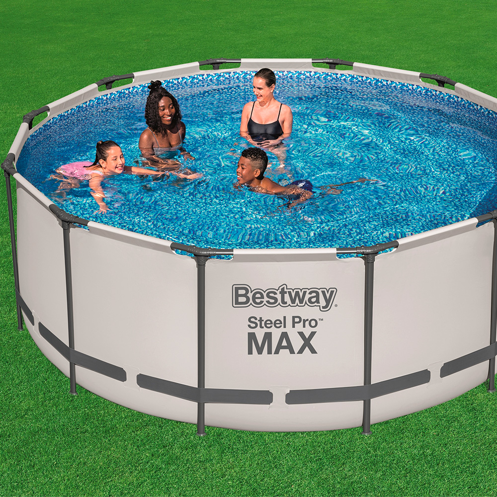 Alberca Estructural Redonda Bestway 122 Cm Con Bomba Gris