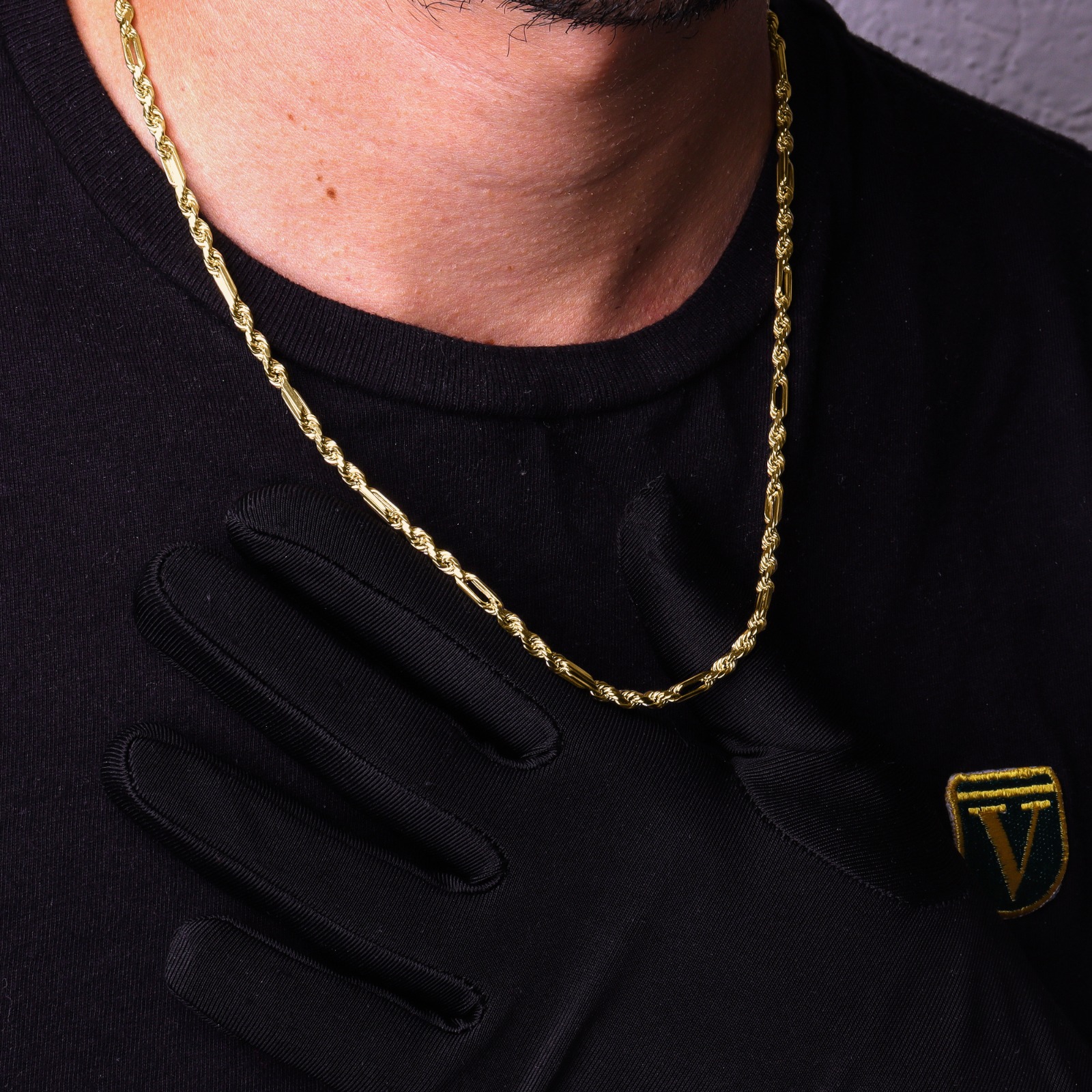 Cadena Torzal Figaro Italiana Oro 10k Torsal 55cm - 3.8mm