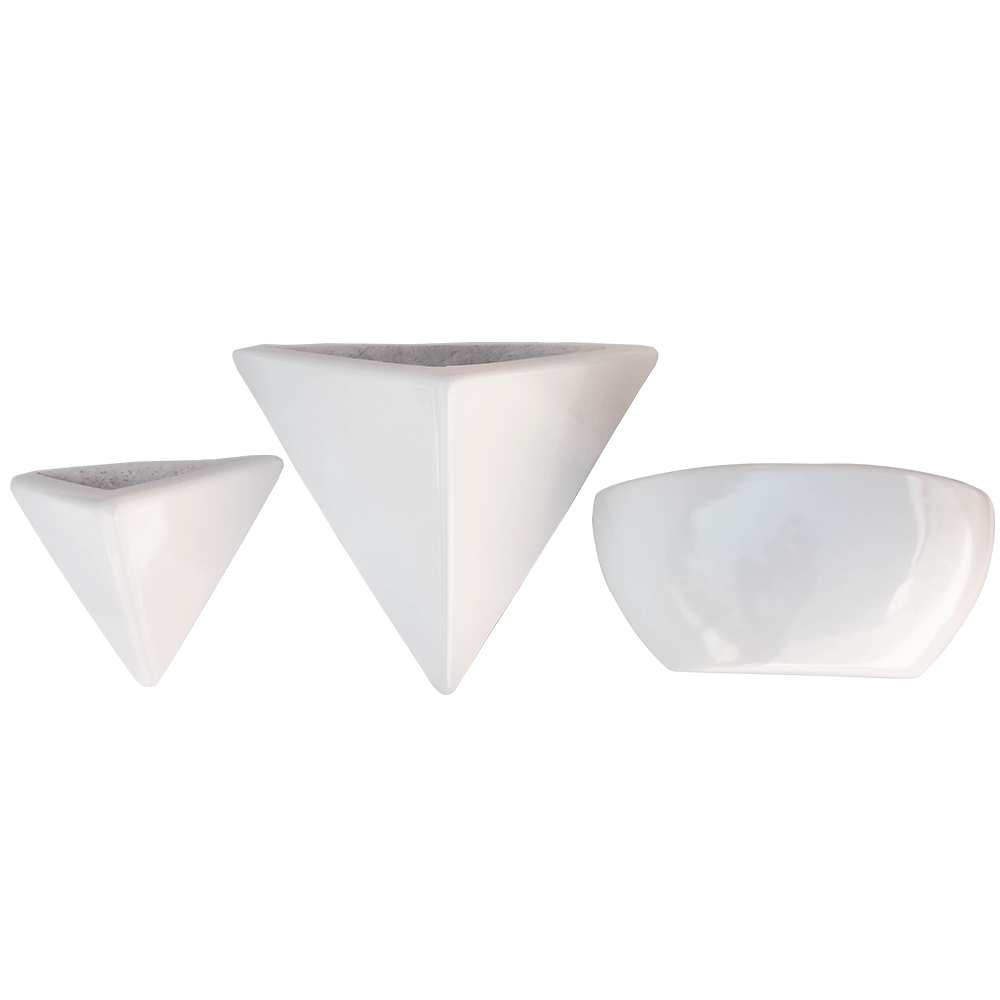 Maceta de Fibra de Vidrio Para Pared Mod. Bermuda Chico Blanco 