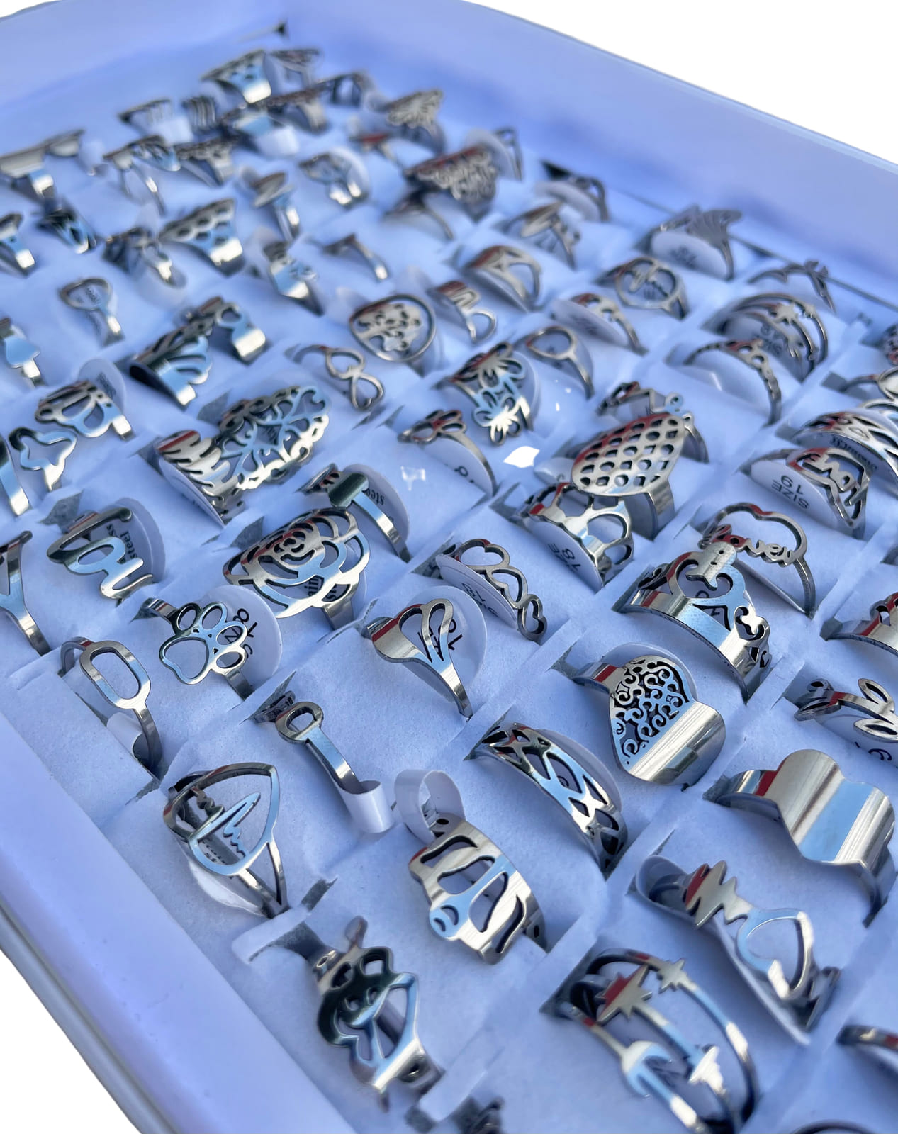 100 Anillos De Acero Inoxidable, Figuras Caladas