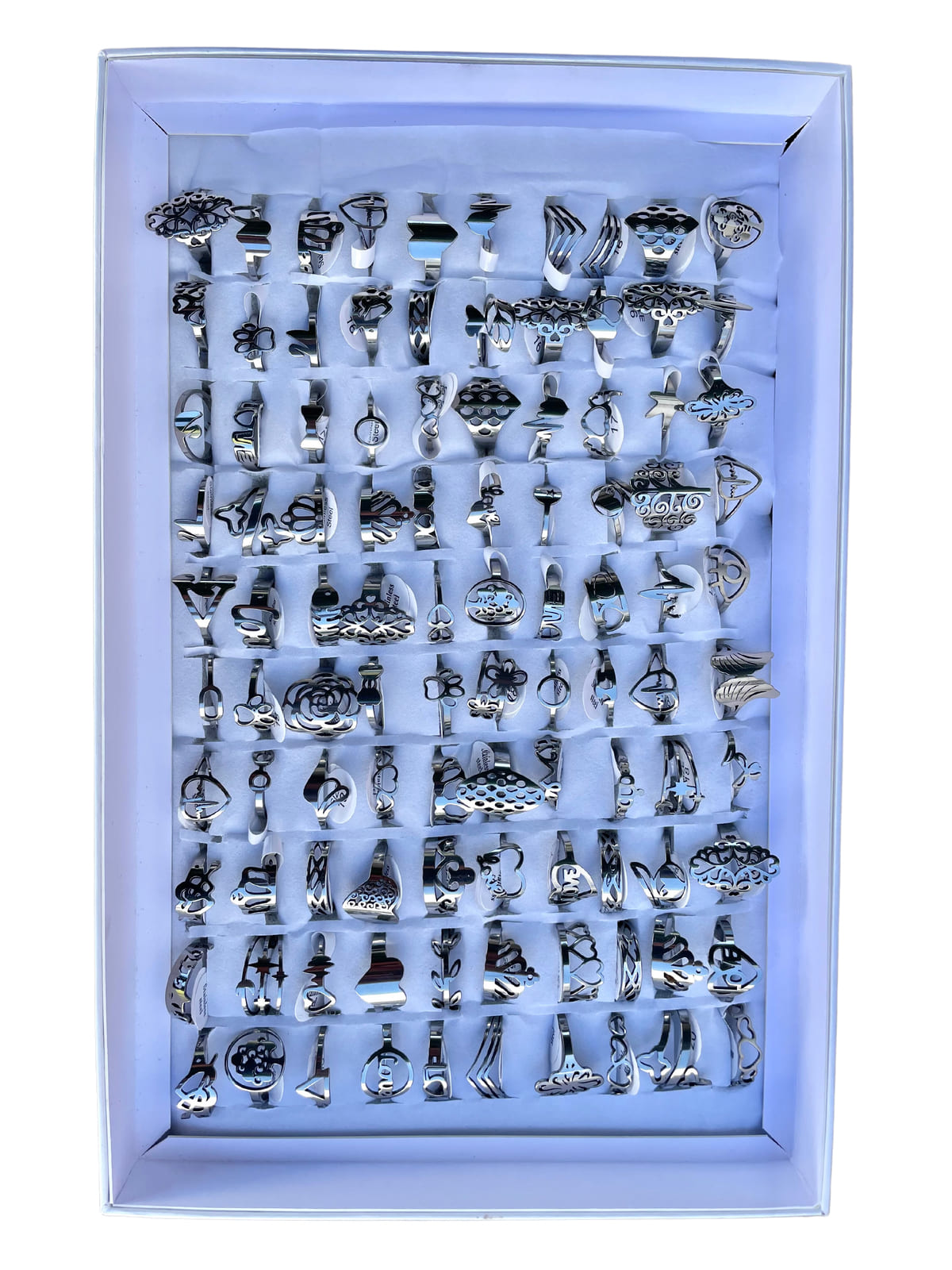 100 Anillos De Acero Inoxidable, Figuras Caladas