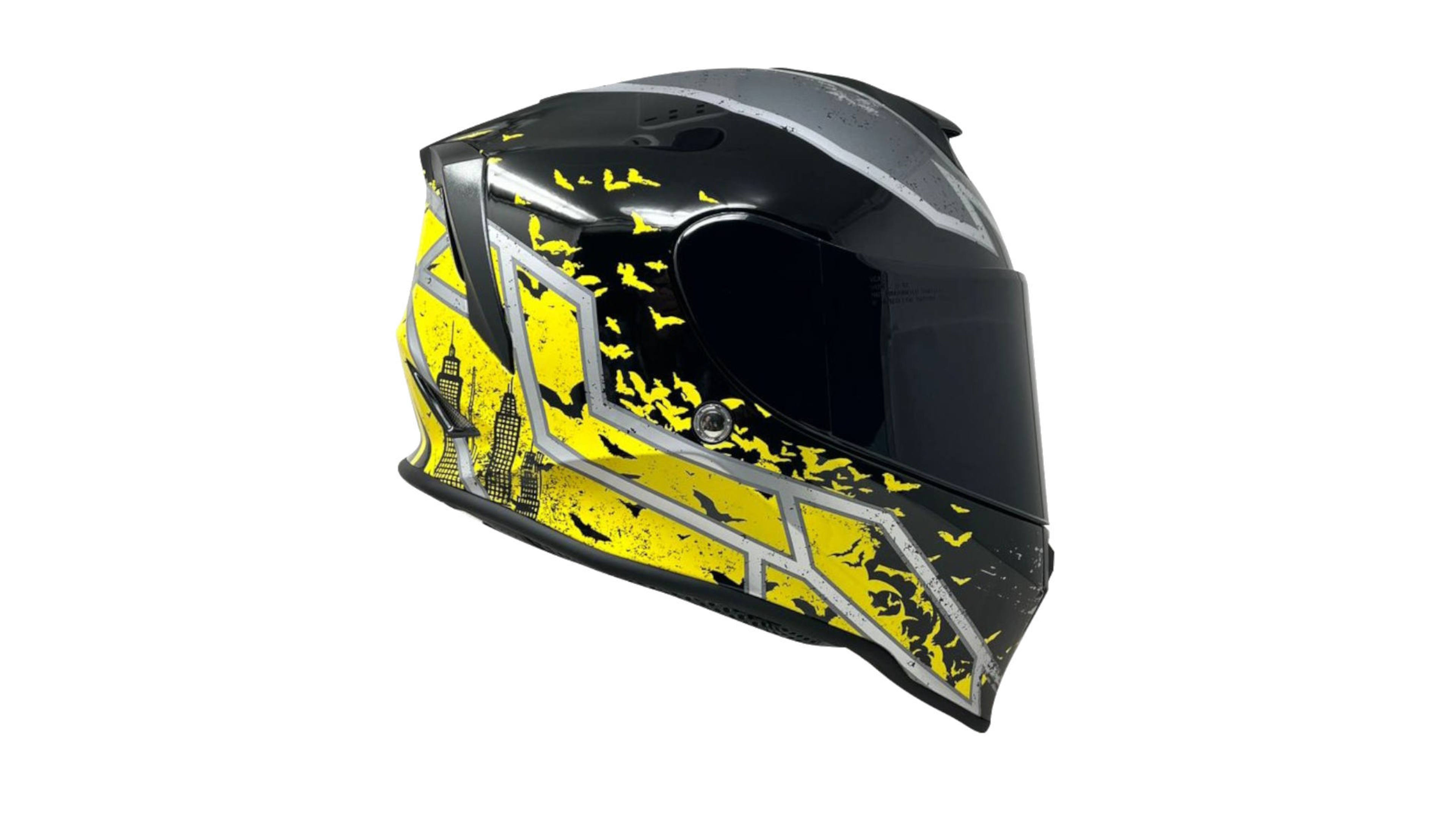 CASCO KOV BATMAN KROON DC COMICS OFICIAL AMARILLO CERTIFICADO DOT Y ECE
