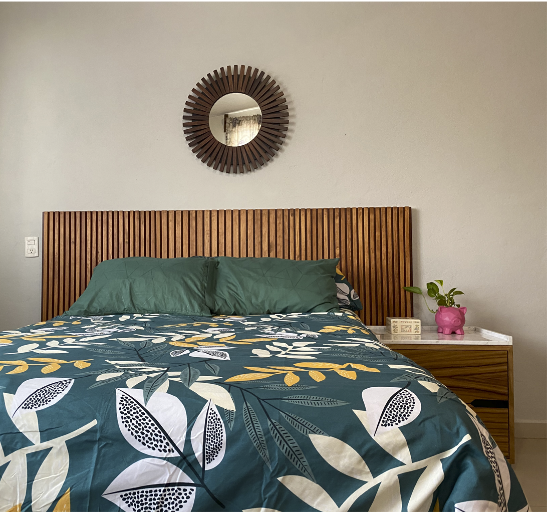 Cabecera de Panel en Madera Natural Queen Size