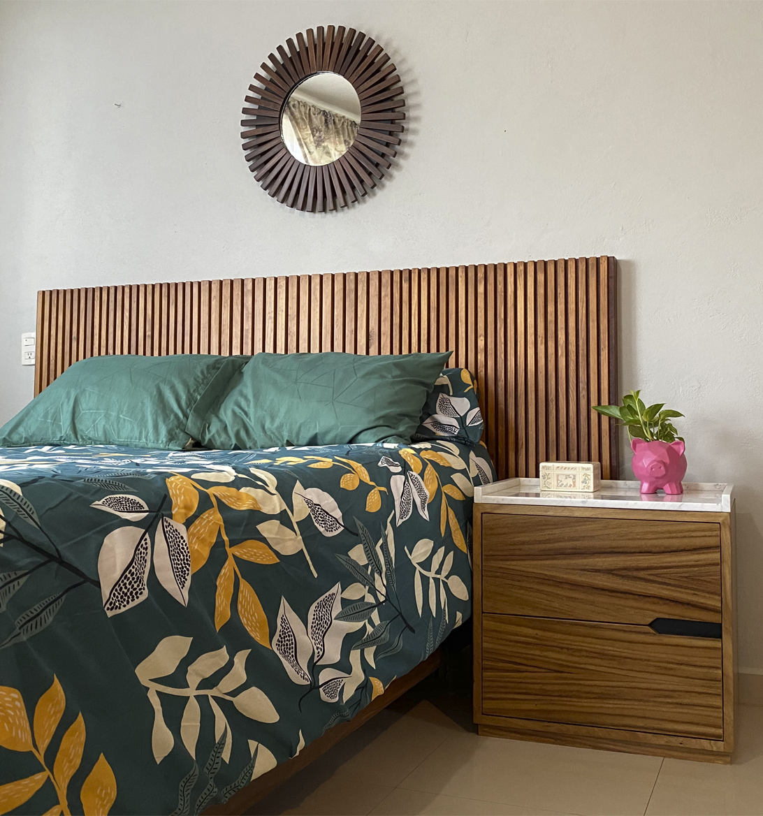 Cabecera de Panel en Madera Natural Queen Size