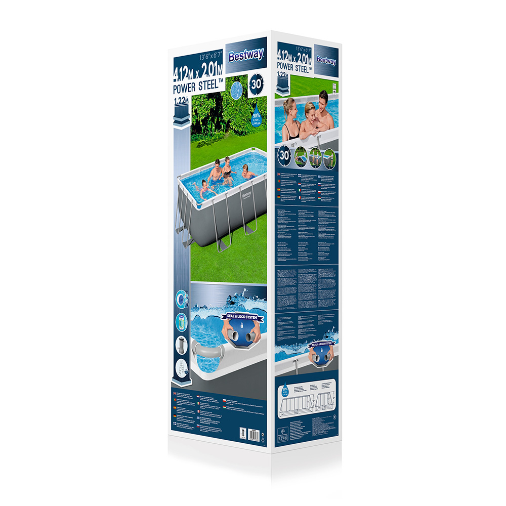 Alberca Estructural Rectangular Bestway 412 Cm Con Bomba Gris