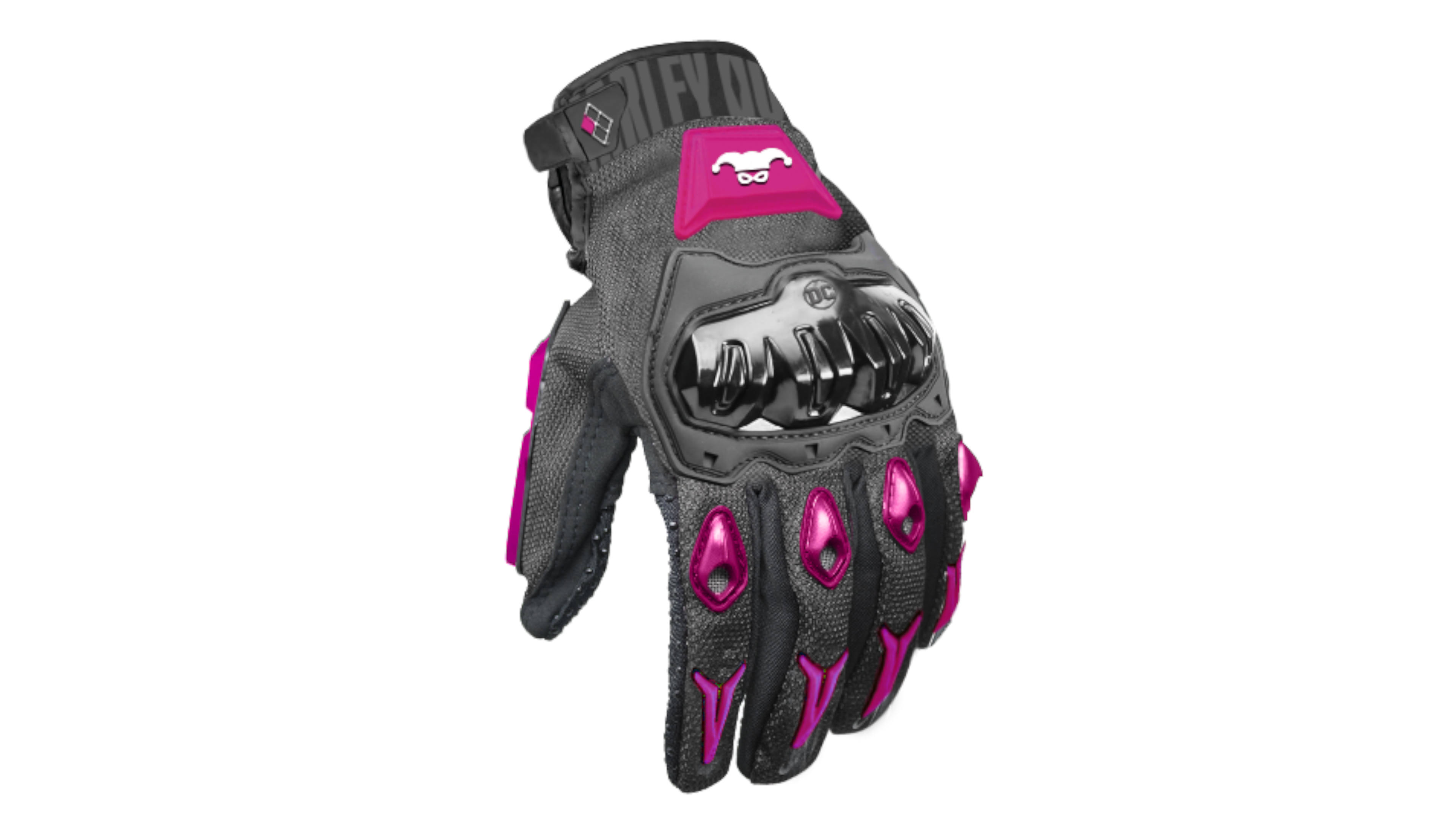 GUANTE KOV HARLEY QUINN DELTA ROSA DC COMICS OFICAL PARA MOTO