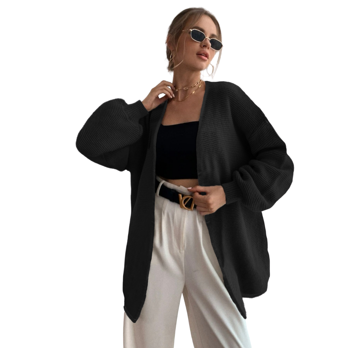 Cardigan Mujer Largo Ensamble Dama Maxi Sueter Botón Bolsas