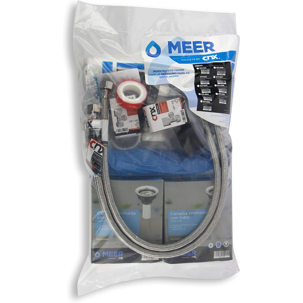 Tarja Doble con Escurridero DER, En Acero Inox 120x50 Incluye Kit de Instalación