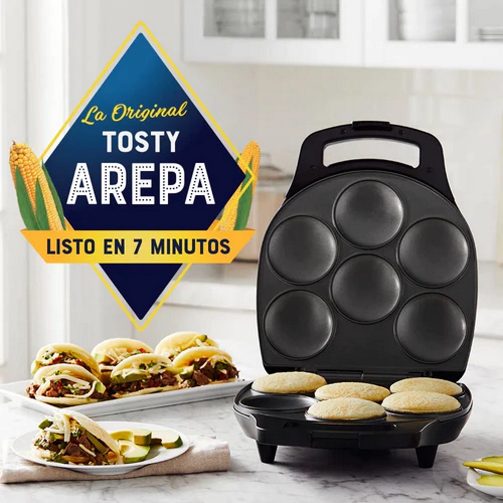 Tosty Arepa Negro Capacidad 6 Arepas Cierre Seguridad Oster