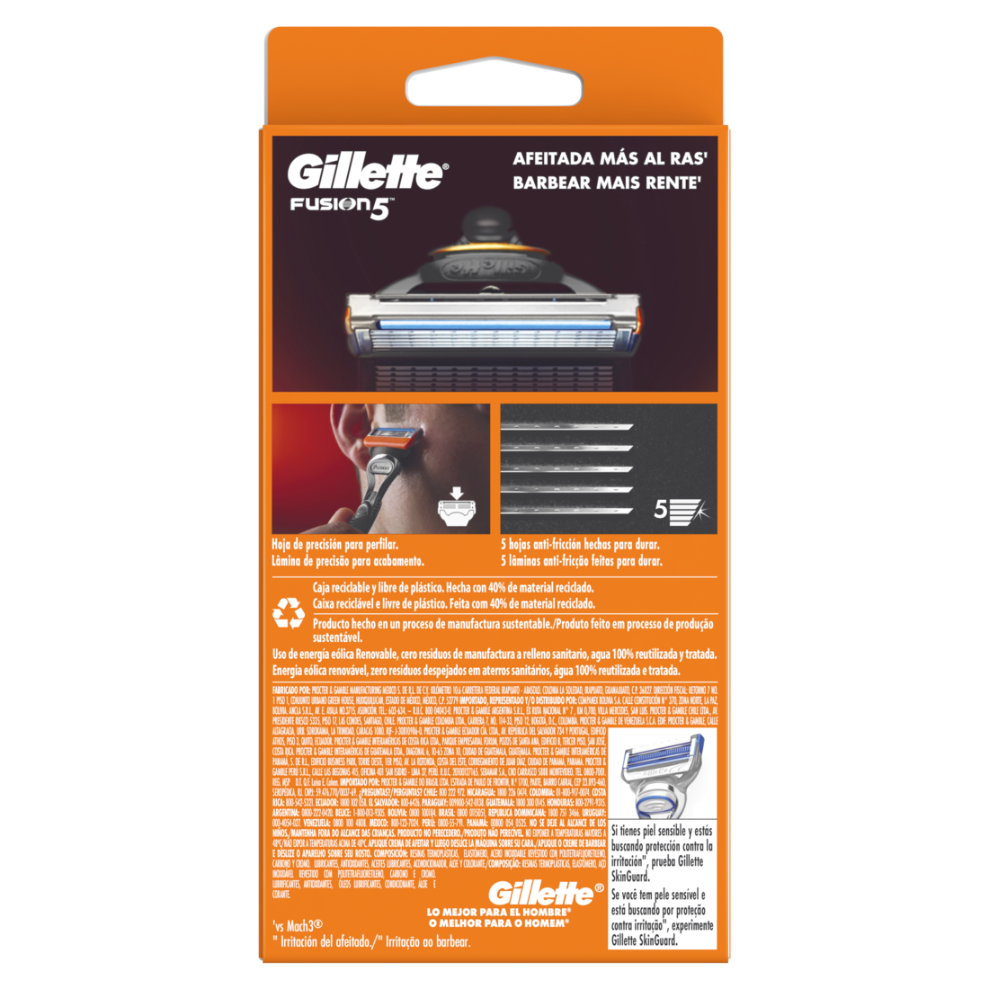 Gillette Fusion5 Rastrillo para Afeitar Recargable de 5 hojas