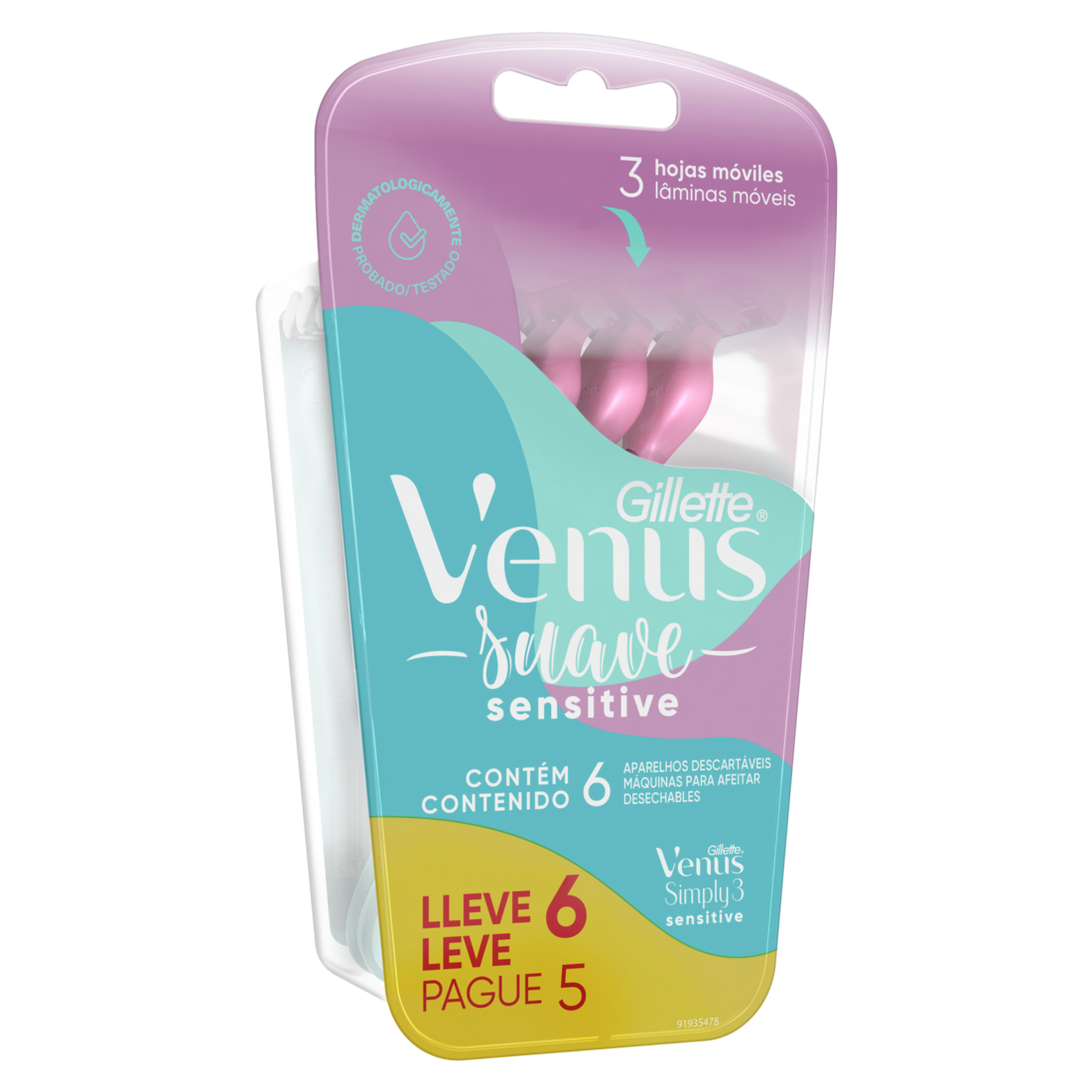 Pack Gillette Venus Suave Sensitive Máquinas Desechables Para Depilar, 6 unidades