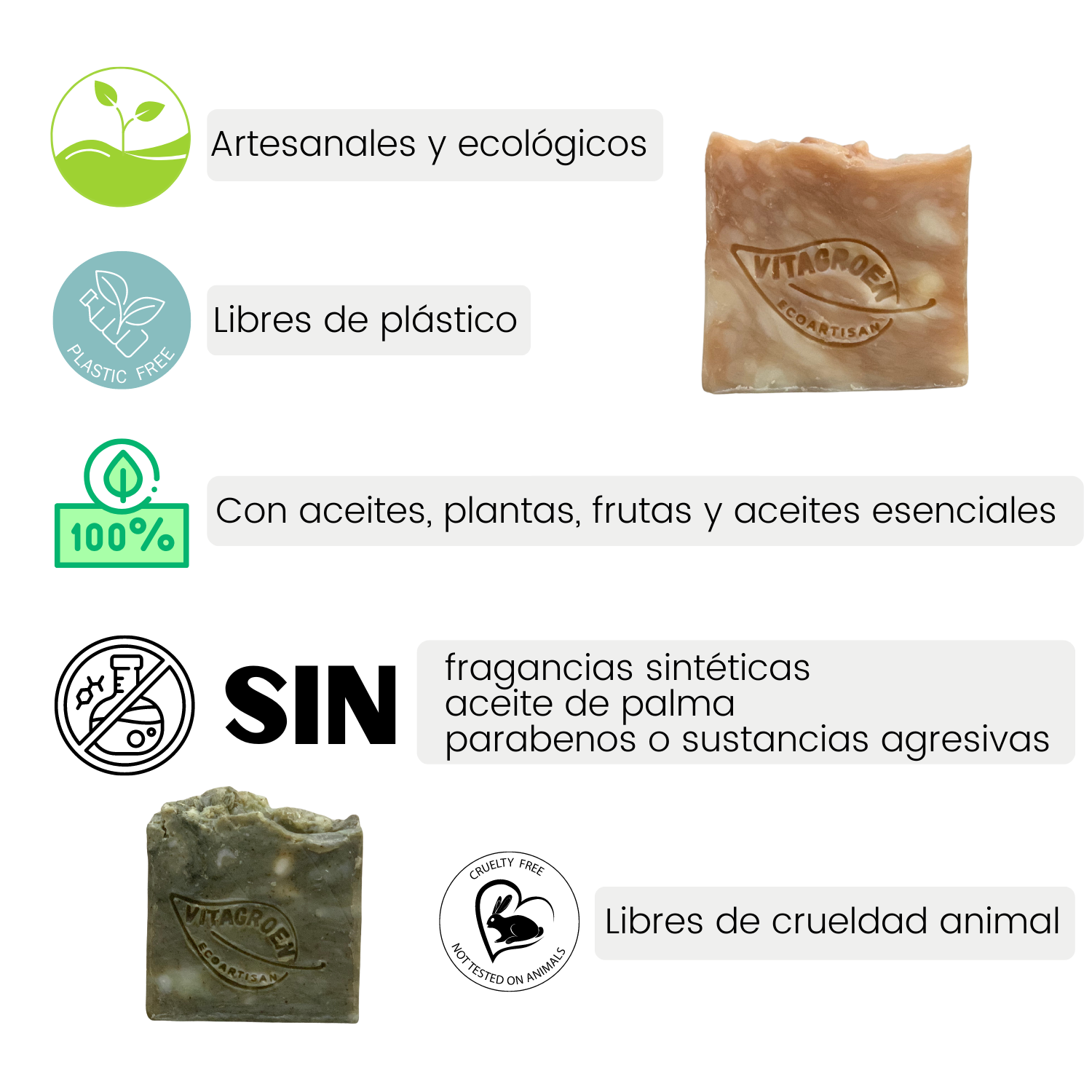 Kit 7 jabones artesanales ¡SORPRESA! 100% Naturales, con aceites esenciales y Ecofriendly. 85gr c/uno, total 600 gr. Entrega INMEDIATA!
