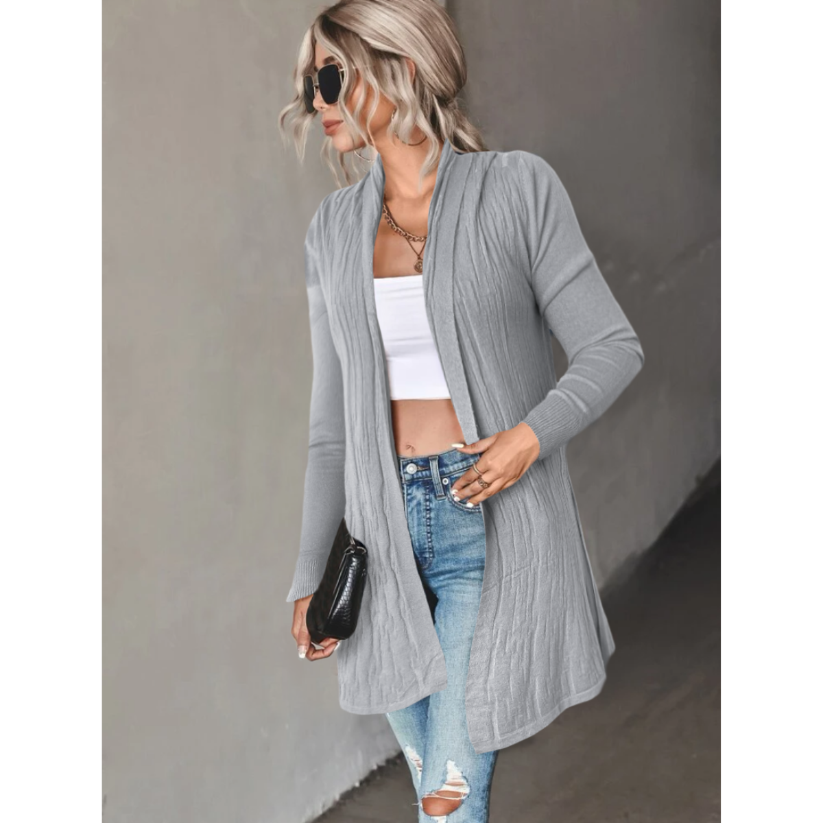 Cárdigan Mujer Largo Ensamble Dama Maxi Suéter Con Bolsas