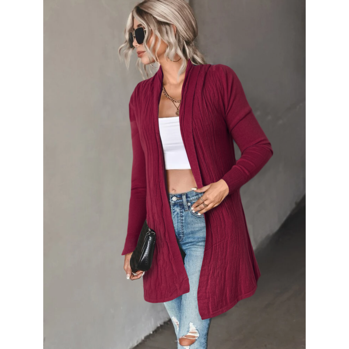 Cárdigan Mujer Largo Ensamble Dama Maxi Suéter Con Bolsas