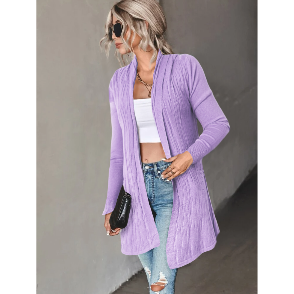 Cárdigan Mujer Largo Ensamble Dama Maxi Suéter Con Bolsas