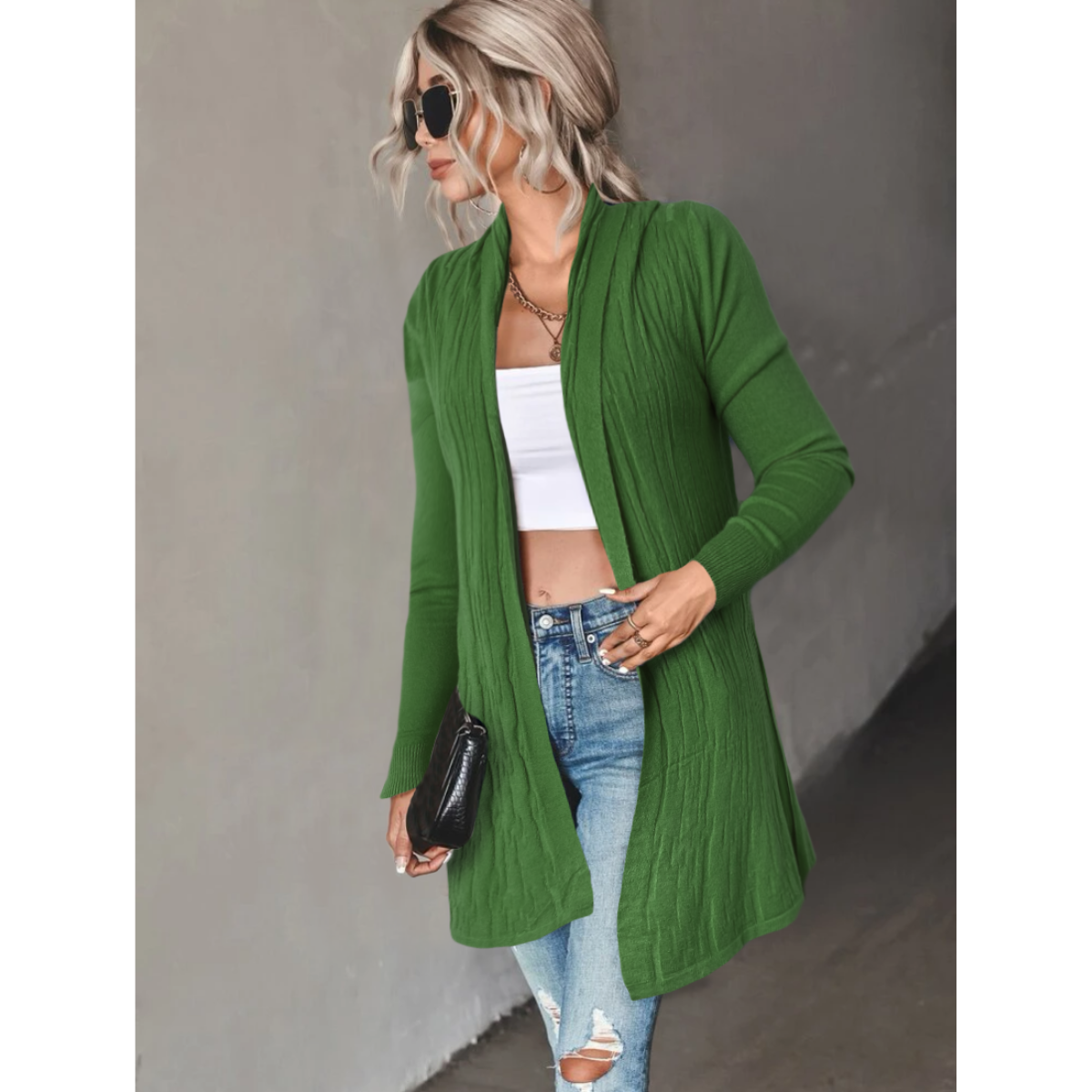 Cárdigan Mujer Largo Ensamble Dama Maxi Suéter Con Bolsas