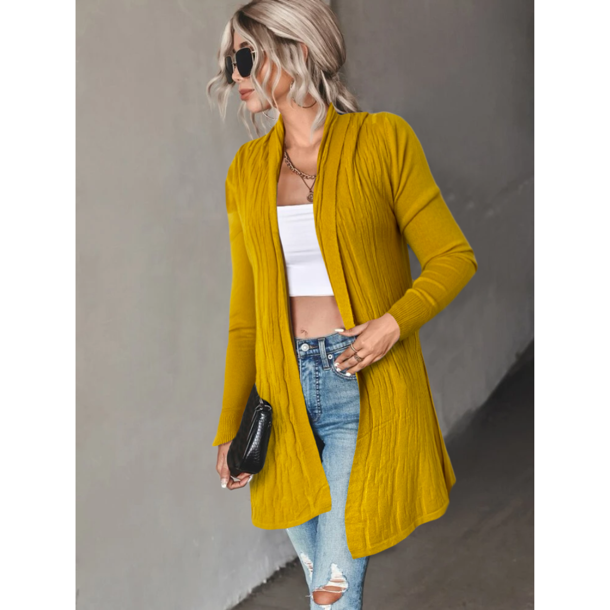 Cárdigan Mujer Largo Ensamble Dama Maxi Suéter Con Bolsas