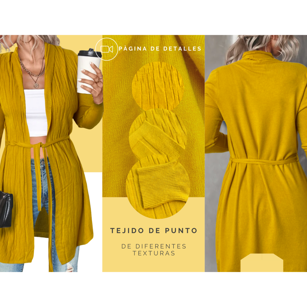 Cárdigan Mujer Largo Ensamble Dama Maxi Suéter Con Bolsas