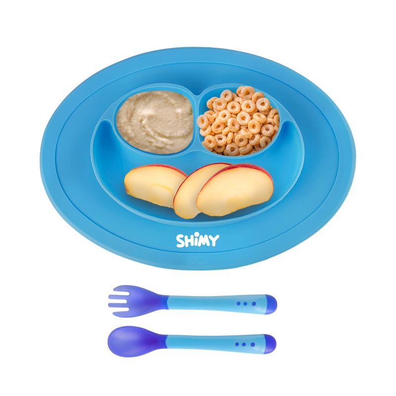 Plato Antideslizante para Bebés y Niños de Silicón con Cubiertos SHIMY