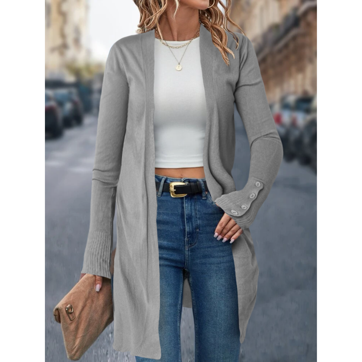 Cárdigan Largo Ensamble Dama Maxi Suéter Con Bolsas para Mujer 